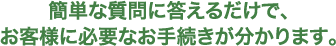 簡単な質問に答えるだけで、お客様に必要なお手続きが分かります。